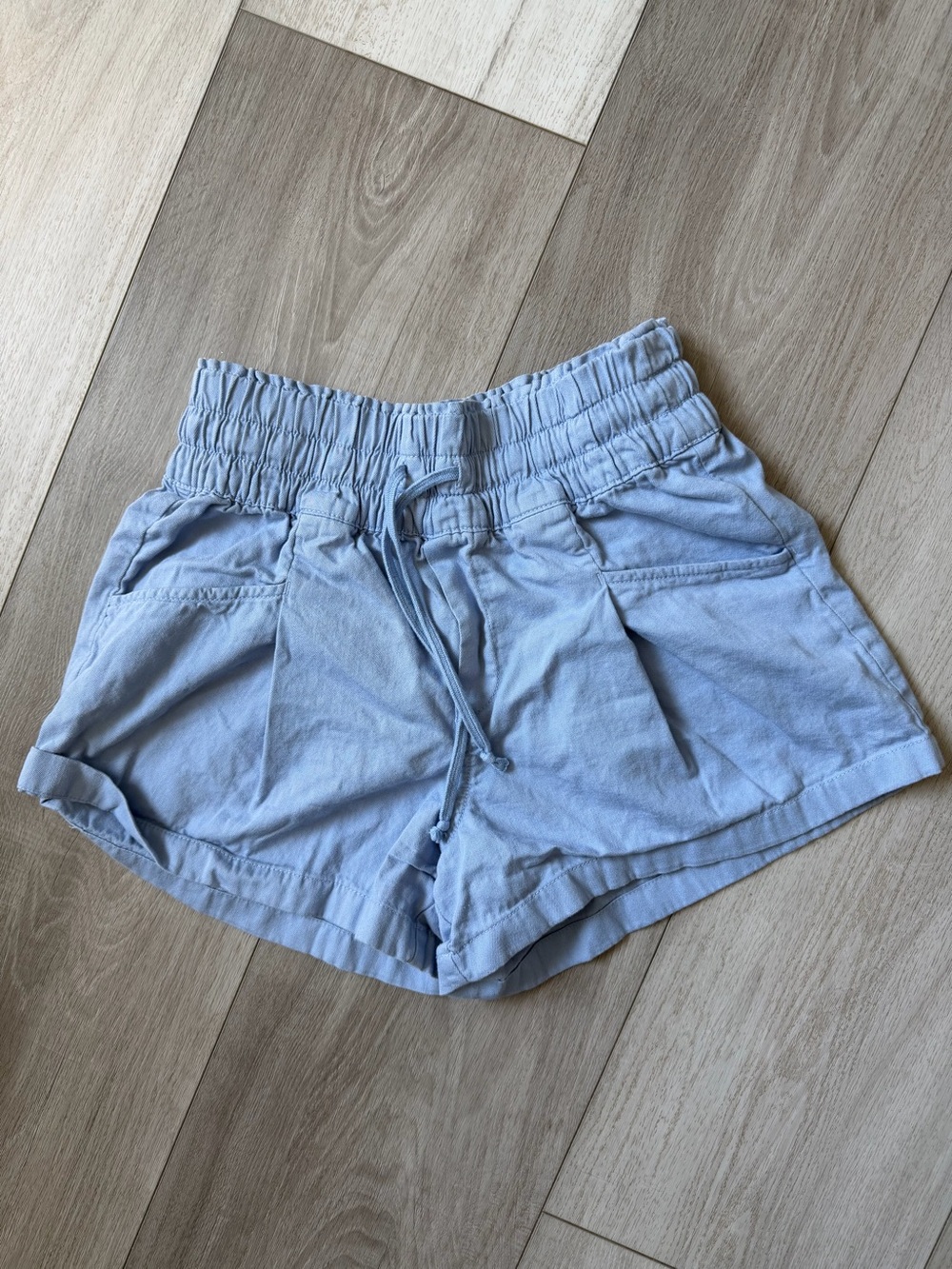 aerie Light Blue High-Waist Drawstring Shorts